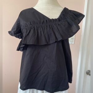 Black Ruffled Women's Top